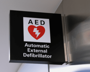 an emergency AED Automated External Defibrillator sign