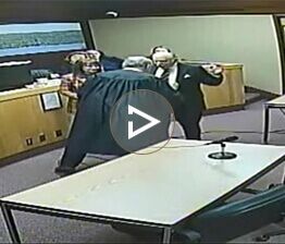 Image from video of the swearing in ceremony of New Jersey Judge Marc Saperstein