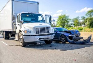 Aftermath of a truck accident on the road
