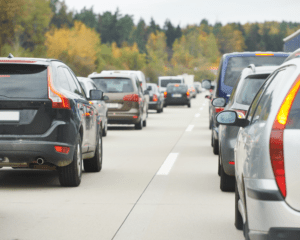cars in traffic jam during rush hours